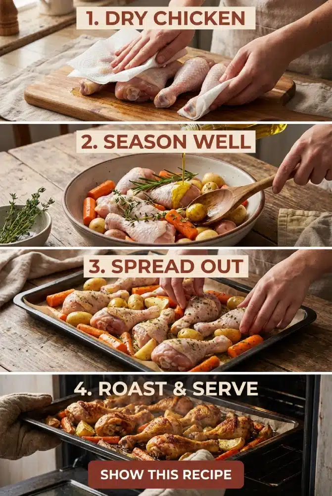 step by step Crispy Mediterranean Herb-Roasted Chicken Drumsticks