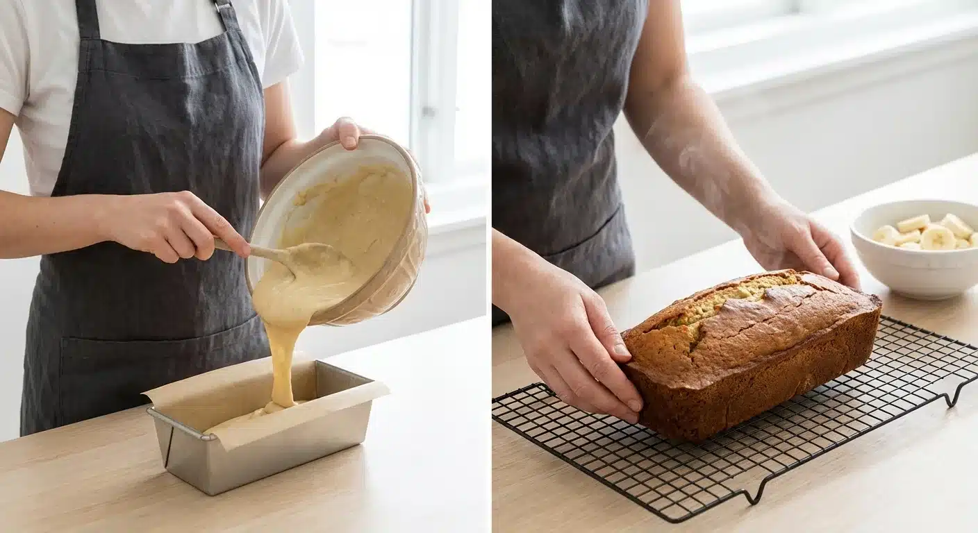 Step by Step Baking Super Moist Banana Bread Cool & Enjoy