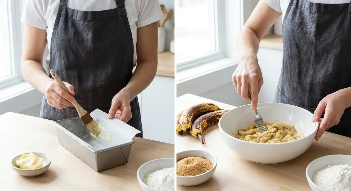 Step by Step Baking Super Moist Banana Bread Prep Oven and Pan Perfection