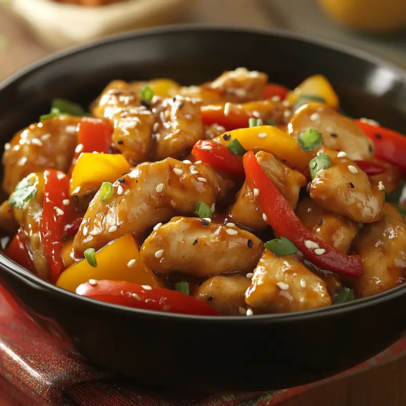 recipes using kraft asian dressing chicken and yellow peppers