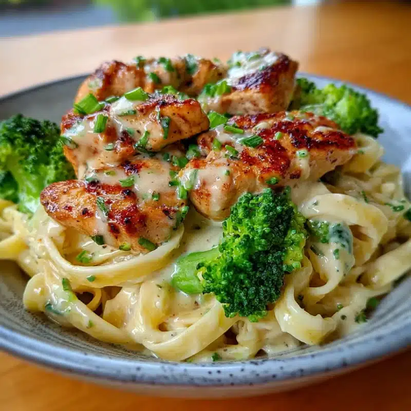Creamy Chicken Alfredo Fettuccine with Broccoli Bliss