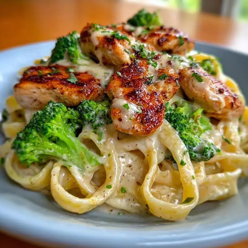 Creamy Chicken Alfredo Fettuccine with Broccoli Bliss