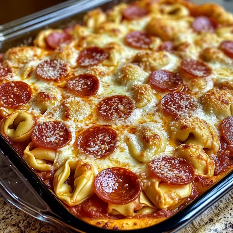 cheese tortellini pepperoni pizza casserole