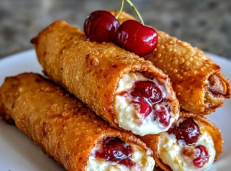 Crispy Cherry Cheesecake Egg Rolls