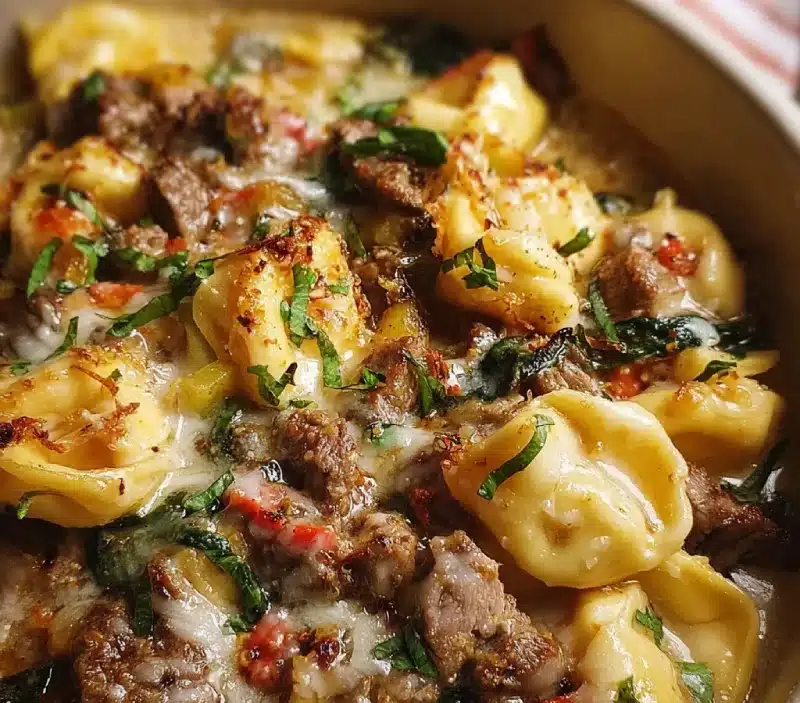 Philly Cheesesteak Tortellini Pasta