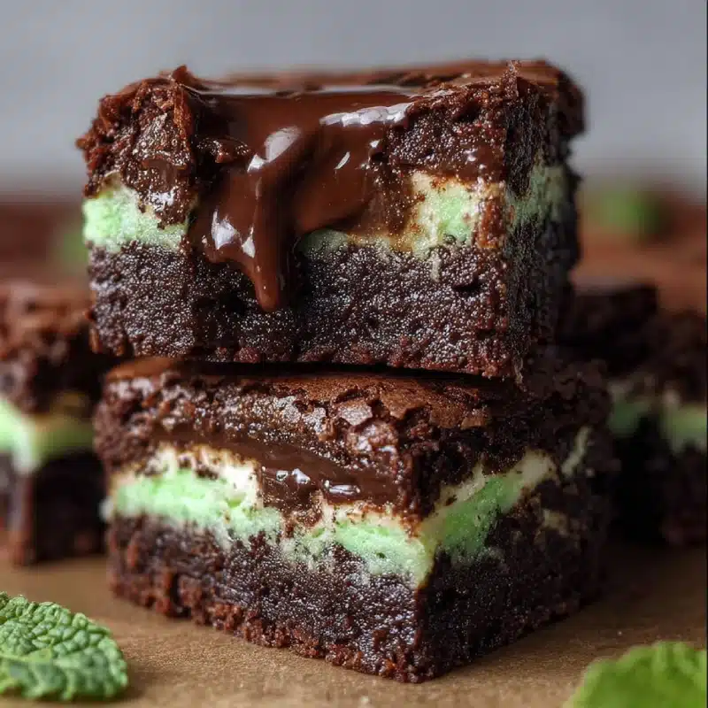 Mint Fudge Stuffed Brownies