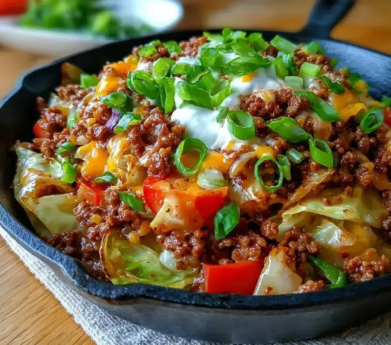 Ground Beef Taco Cabbage Skillet