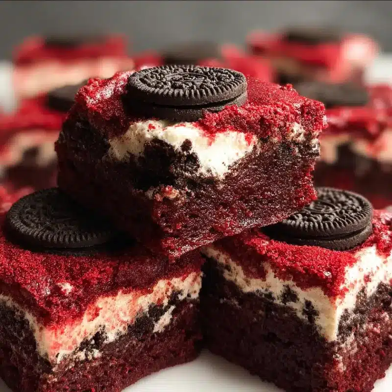Oreo Stuffed Red Velvet Brownies
