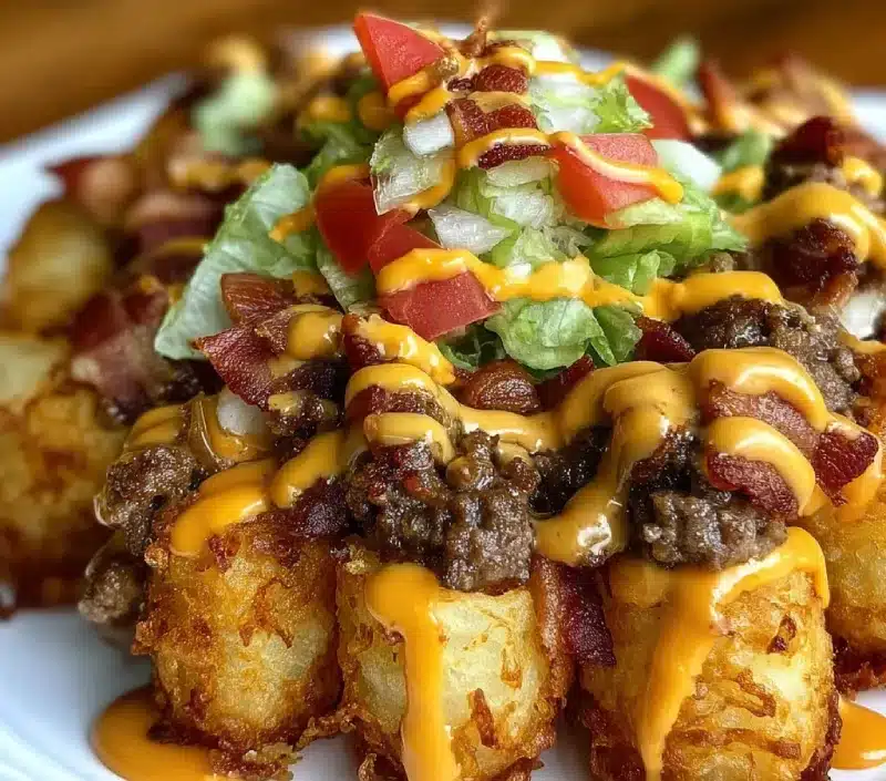 Bacon Cheeseburger Stuffed Tater Tot Cones