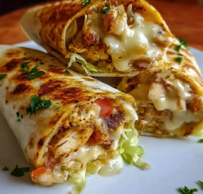 Cheesy Garlic Chicken Wraps