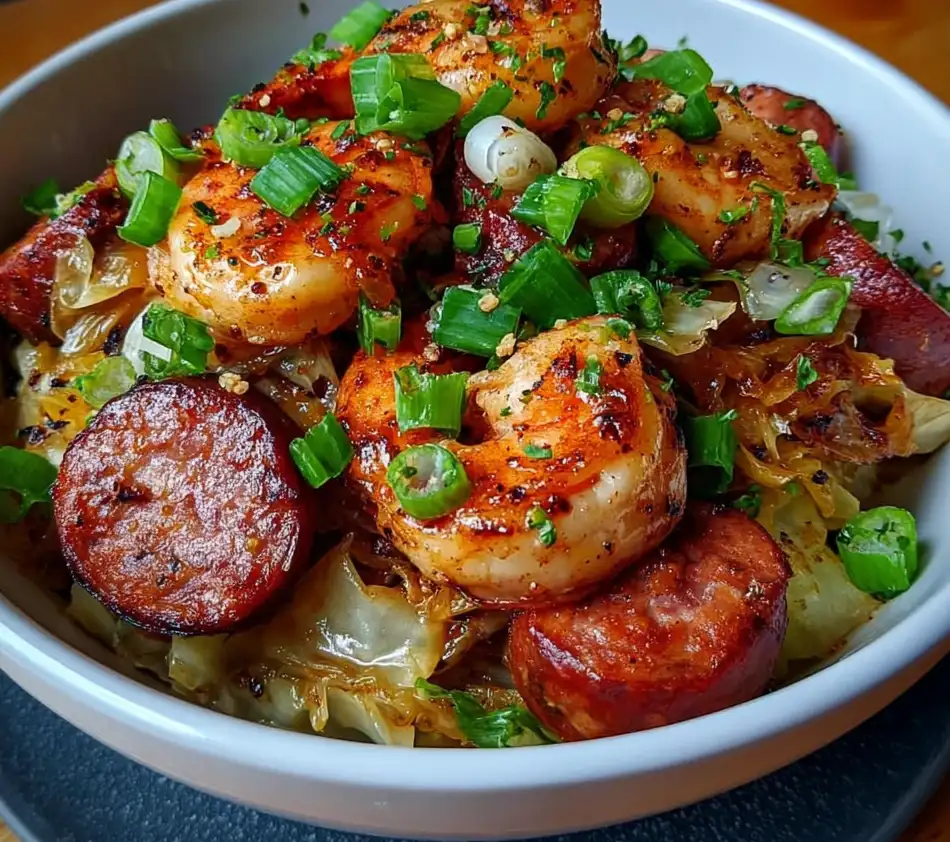 Shrimp Sausage Cabbage Bowl