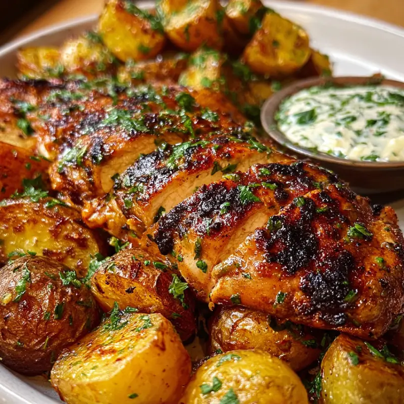 Grilled Chicken with Crispy Roasted Potatoes