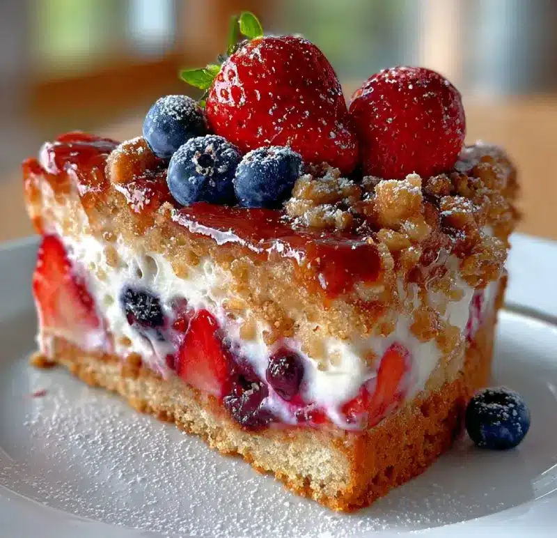 trawberry Blueberry Crunch Cake