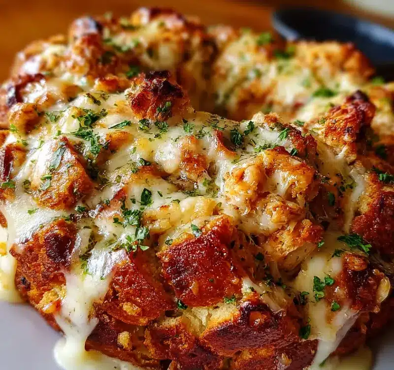 Heavenly Cheesy Chicken Alfredo Monkey Bread