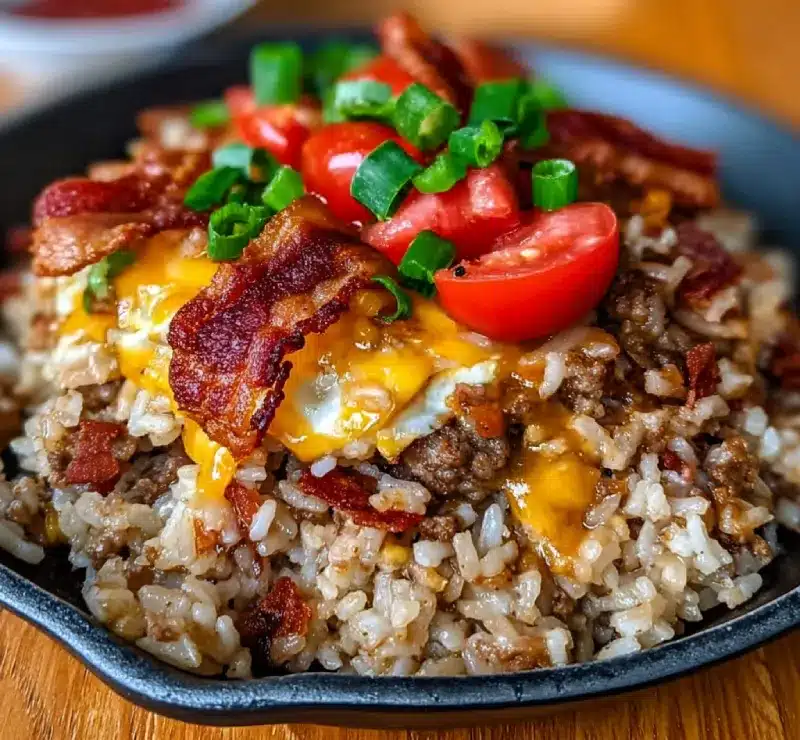 Bacon Cheeseburger Rice Skillet
