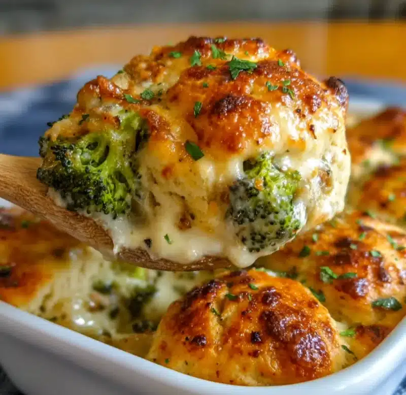 Cheesy Broccoli Cheddar Biscuit Casserole