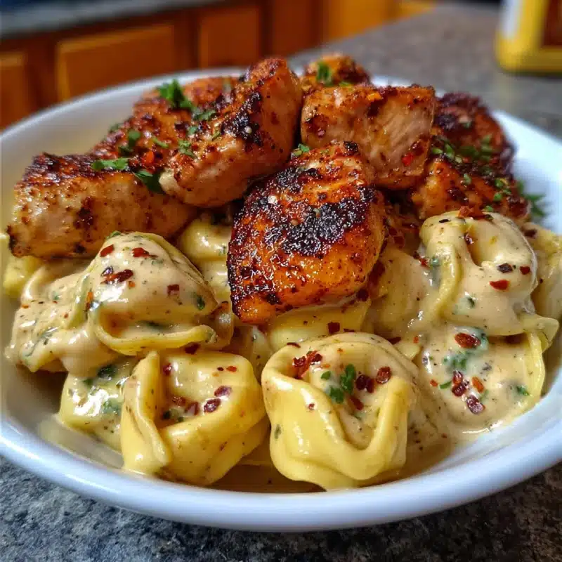 Cajun Velveeta Chicken Tortellini in Parmesan Cream