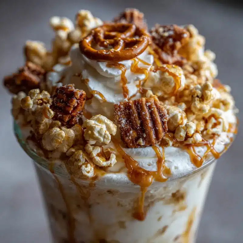 Salted Caramel Pretzel Popcorn Milkshake