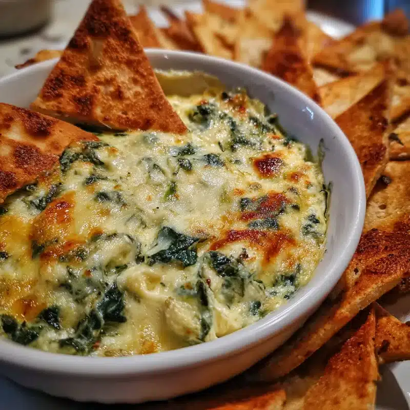 Spinach & Artichoke Dip with Pita Chips
