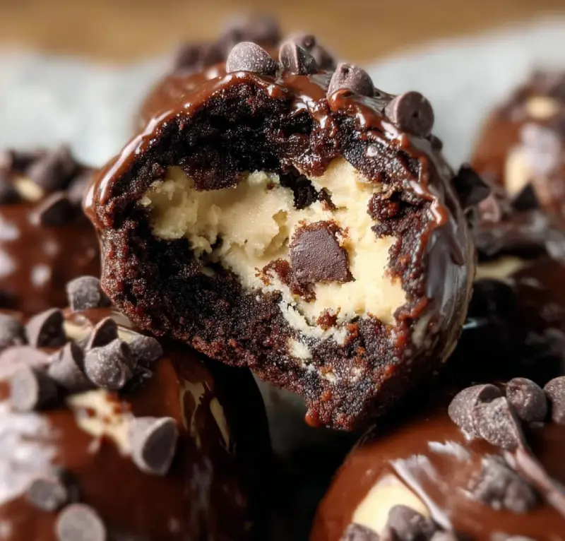 Chocolate Chip Cookie Dough Brownie Bombs