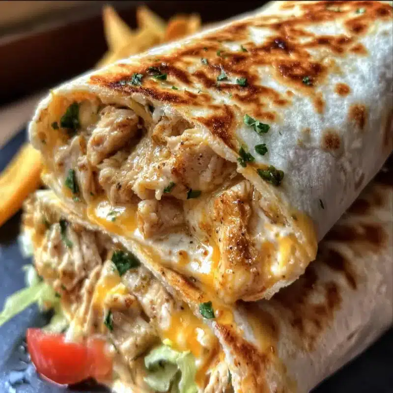 Cheesy Garlic Chicken Wraps