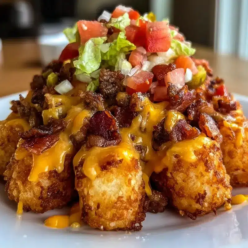 Bacon Cheeseburger Stuffed Tater Tot Cones