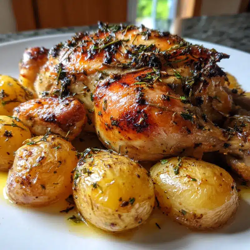 Rustic Herb-Roasted Chicken with Baby Potatoes