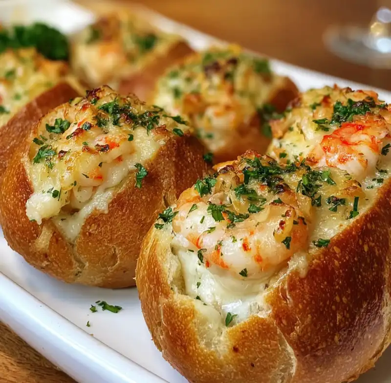 Crabby Shrimp-Stuffed Garlic Bread Bombs
