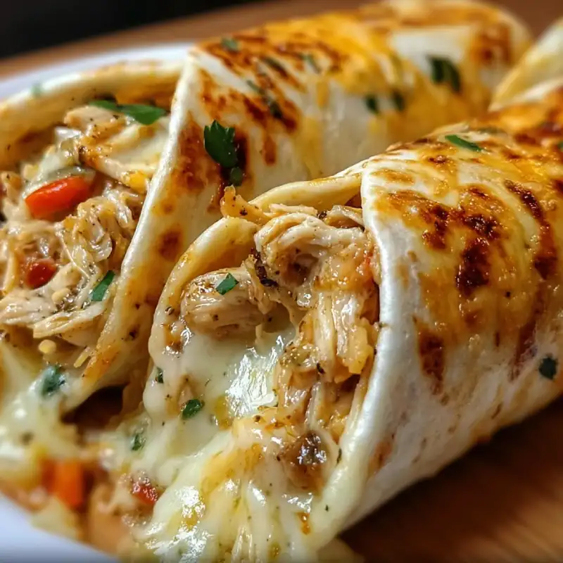 Cheesy Garlic Chicken Wraps