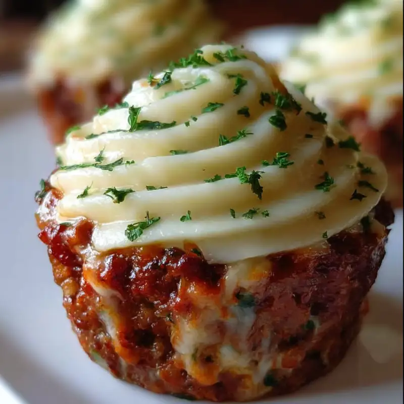 Meatloaf Cupcakes with Whipped Potato
