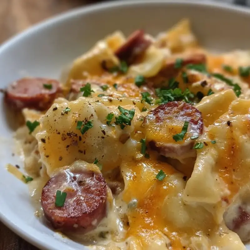 Crockpot Pierogi with Kielbasa Casserole