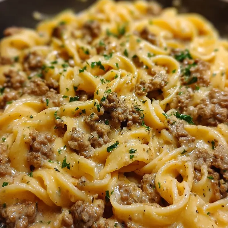 One-Pot Creamy Beef and Garlic Butter Pasta
