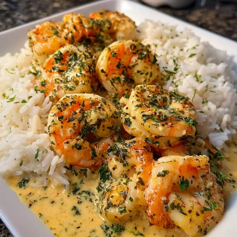 Creamy Herb Butter Shrimp with White Rice