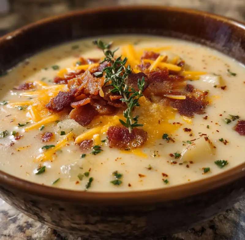 Potato Soup with Bacon & Cheddar