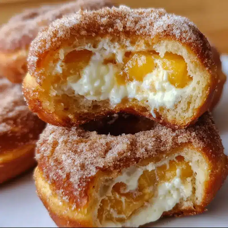Classic Peach Cobbler Cheesecake Donuts