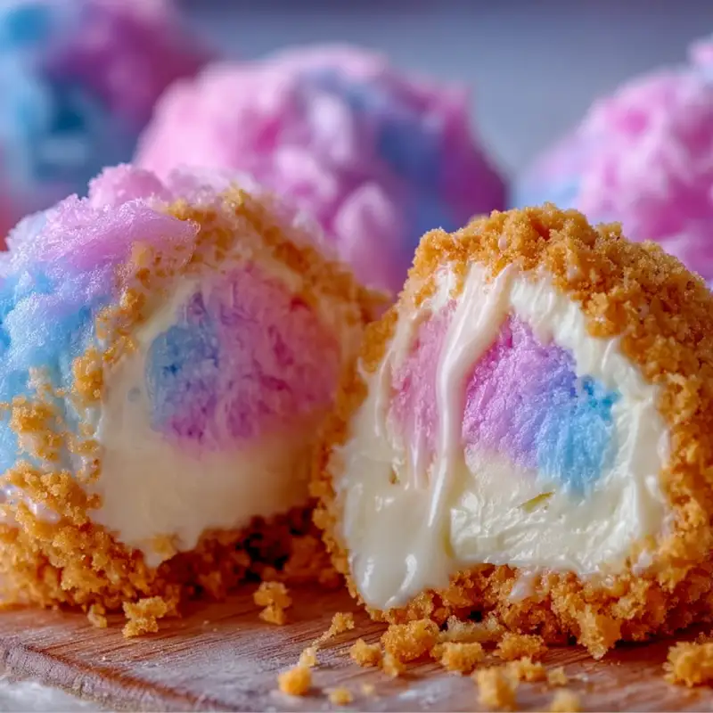 Crispy Cotton Candy Cheesecake Bombs Recipe
