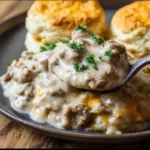 Crockpot Biscuits and Sausage Gravy Casserole