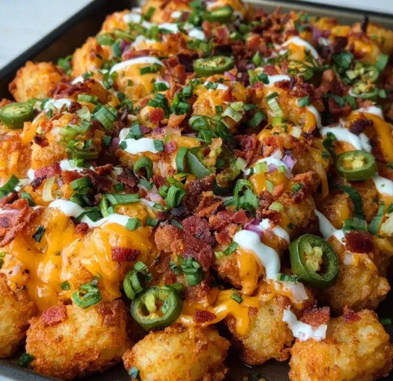 tater tots loaded with gooey cheese