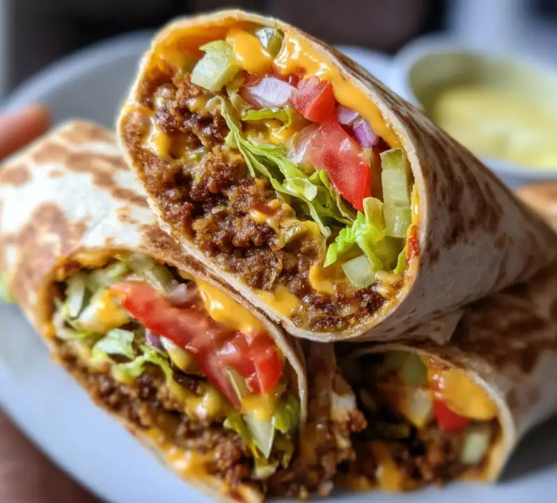 vegan cheeseburger wraps