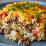 Cheesy Ground Beef & Rice Bake