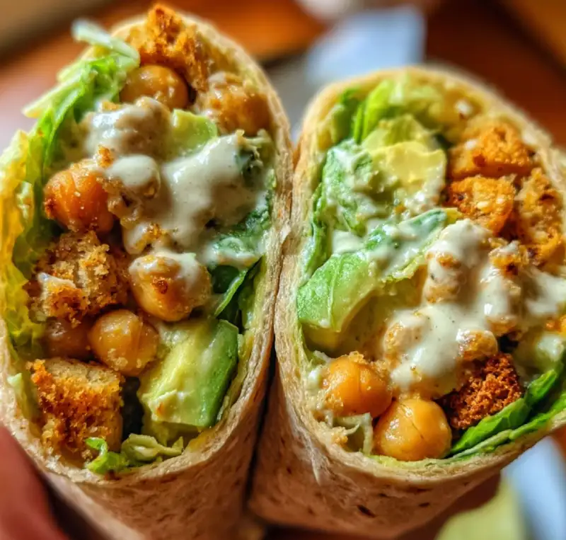 Chickpea Caesar Salad Wraps