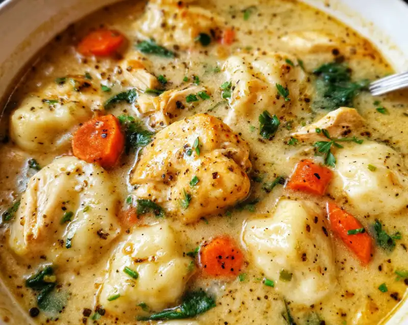 One Pot Chicken Dumpling Soup