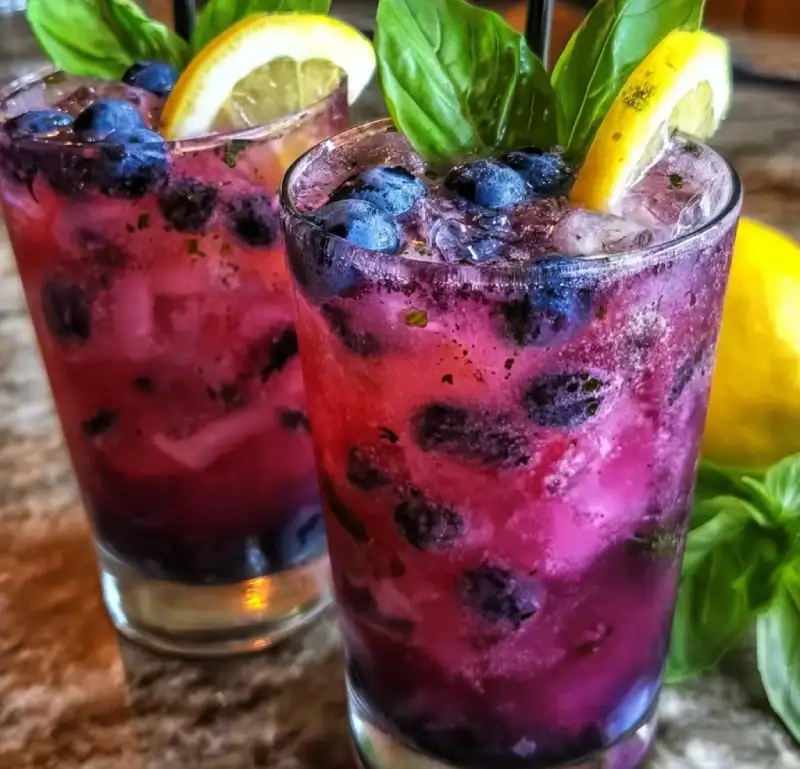 Tasty Basil Blueberry Lemonade