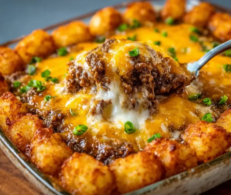 Cheesy Ground Beef Tater Tot Casserole