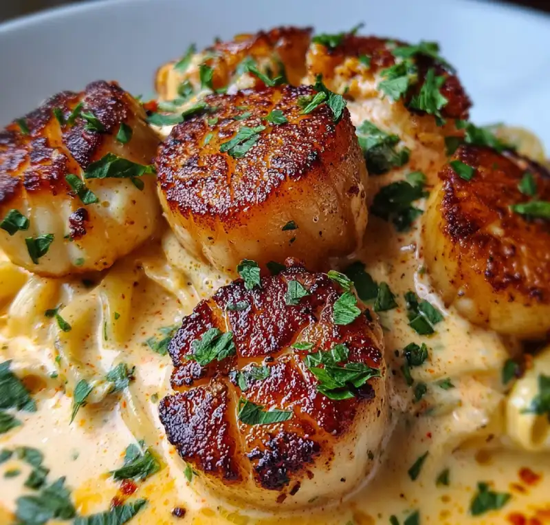Seared Scallops with Spicy Cajun Cream Sauce