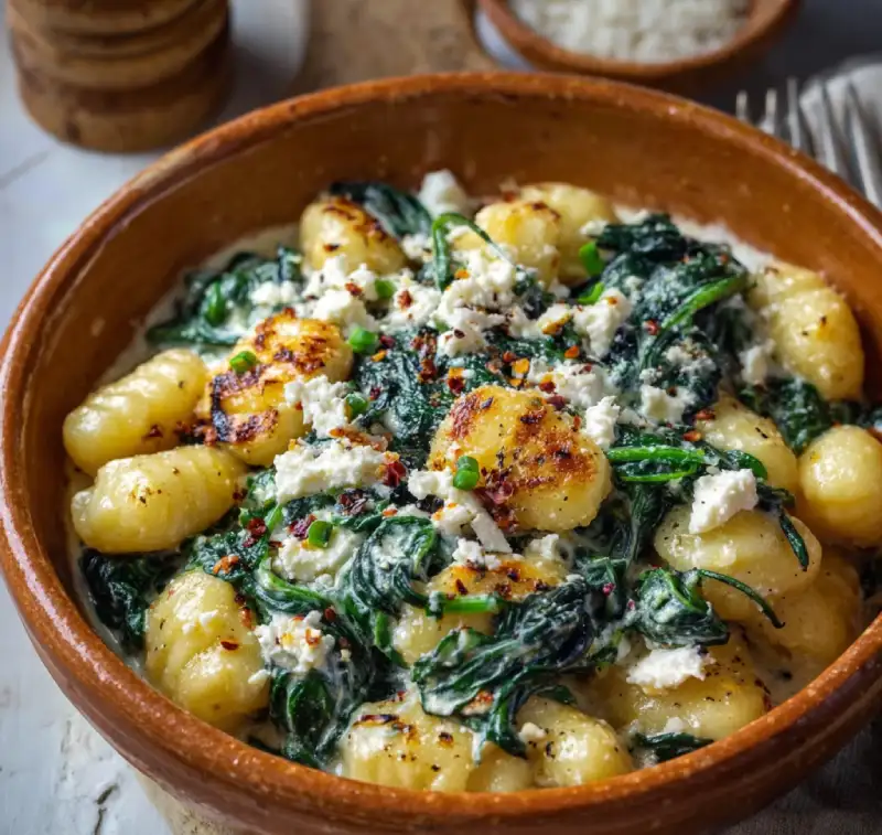 Creamy Gnocchi with Spinach and Feta