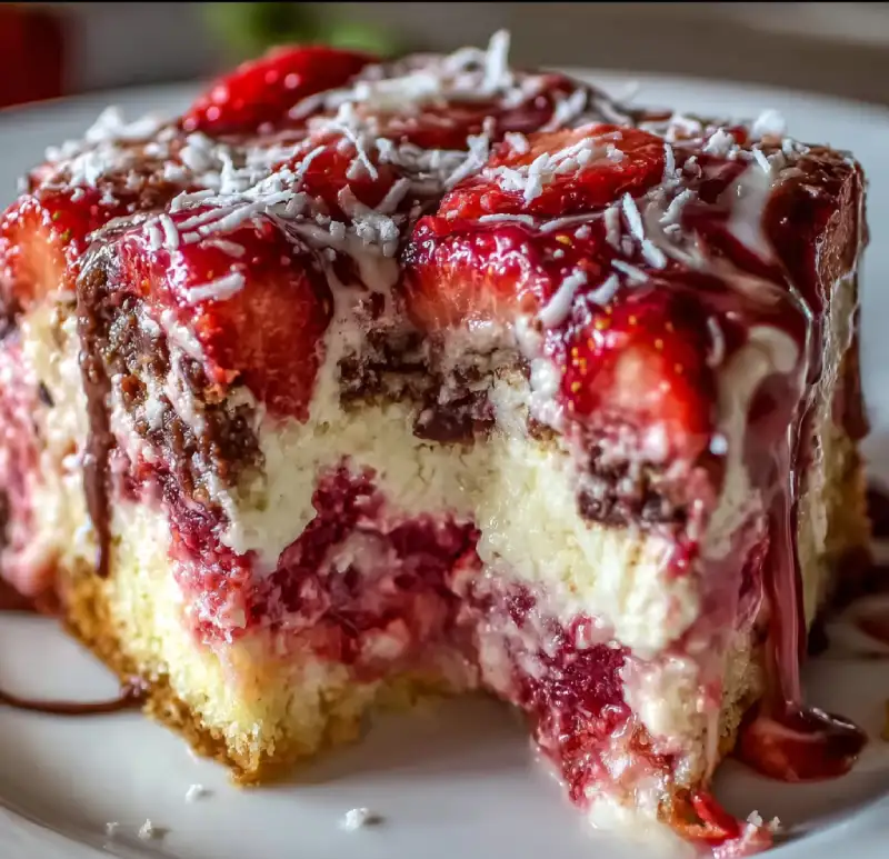 Strawberry Earthquake Cake