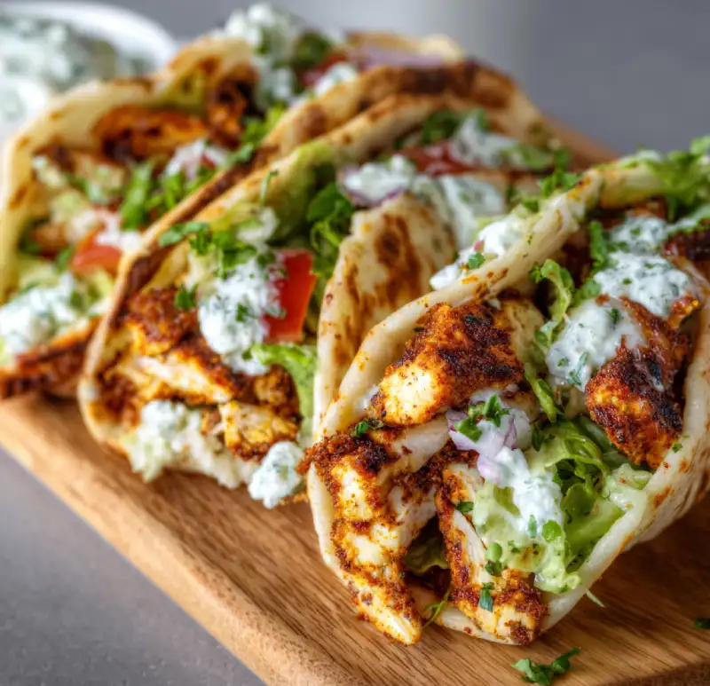 High-Protein Crispy Cottage Cheese Flatbread Chicken Wraps