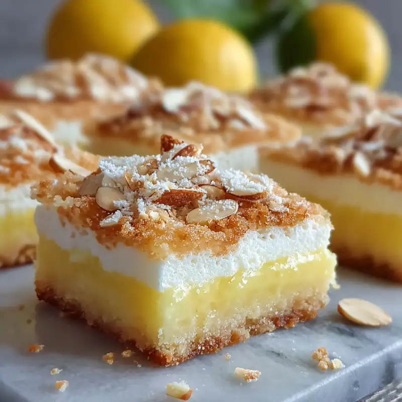 Limoncello Ricotta Cloud Squares With Almond Crunch