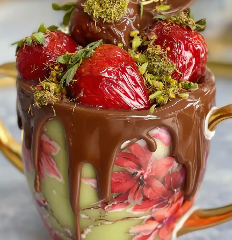 Dubai Chocolate Covered Strawberry Cups